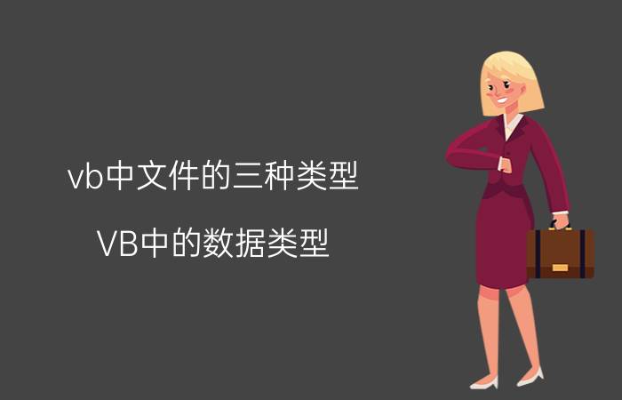 vb中文件的三种类型 VB中的数据类型？